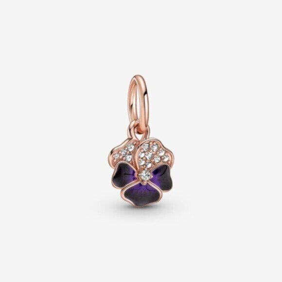 🌺Pandora Deep Purple Pansy Flower Dangle Charm